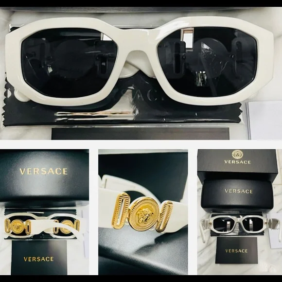 VERSACE UNISEX TOP 8 SPRING/SUMMER COLLECTION, STRIKING WHITE & GOLD SUNGLASSES